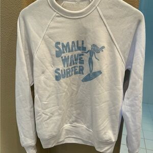 White Sweatshirt with Blue Surf Print